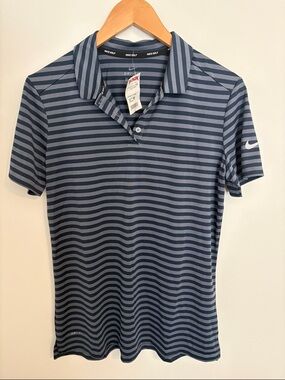 Nike Women’s Blue Striped Dri-FIT Golf Polo
